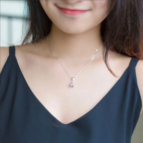 NIB 💕 Sterling Silver 925 Eiffel Tower Trendy Necklace - Picture 3 of 7